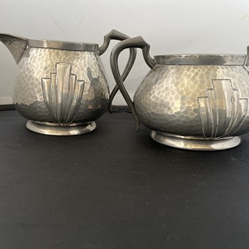 Vintage pewter milk & sugar items  - Kitchen