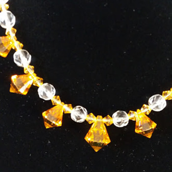 Vintage amber glass beads restrung with charity shop necklace - Art Deco