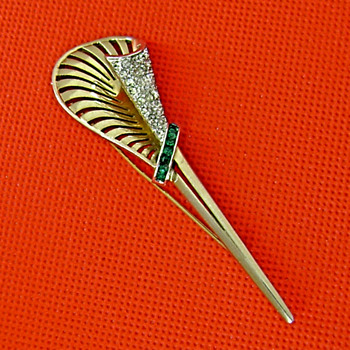  Boucher Brooch - Unfurling Feathers - Estate sale find - Costume Jewelry