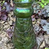 Bohemian Art Nouveau green iridescent crackle glass vase - Kralik Krokodil Iris