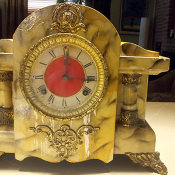 1900 Waterbury Faux Marble "Duarte" Mantel Clock, 1900 -06 - Clocks