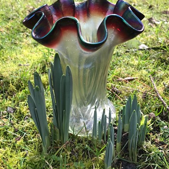 Bohemian Art Nouveau iridescent glass vase - Rindskopf Pepita - Art Glass