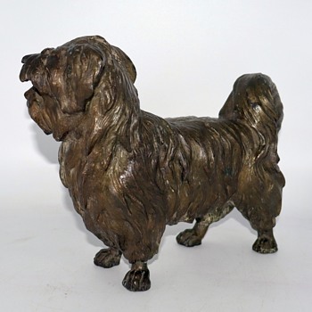 Antique Bronze Plated Shih Tzu Sculpture - Animals