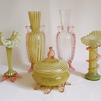 The rare, clear glass vase with its cousins. - Art Glass