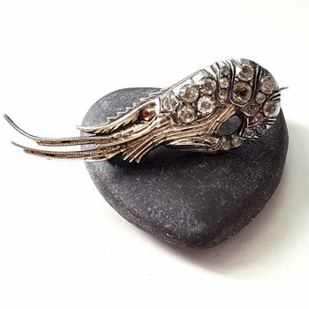 Antique French silver and paste prawn brooch. - Fine Jewelry