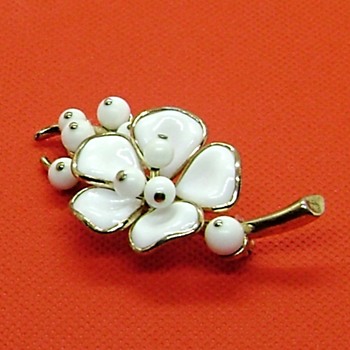 Crown Trifari Camellia Pin - Costume Jewelry