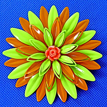 Layered Enamel Flower Brooch - Costume Jewelry