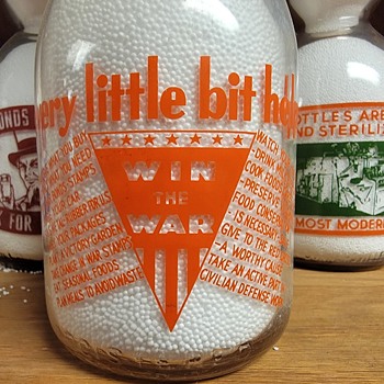 OLD HOMESTEAD FARM...MASSENA NEW YORK  WAR SLOGAN MILK BOTTLE - Bottles